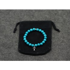 8mm 터키석 크로스펜던트 밴딩 팔찌