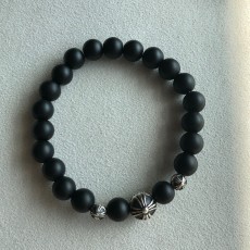 8mm 무광 오닉스볼 크로스볼 밴딩 팔찌