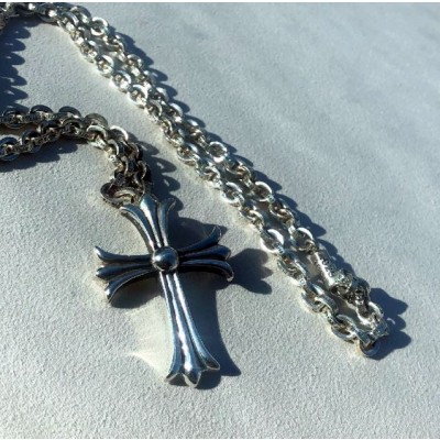 페이퍼체인 목걸이 + 크로스 펜던트 세트 925실버