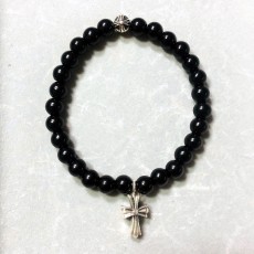 6mm 오닉스볼  크로스펜던트포인트 밴딩 팔찌