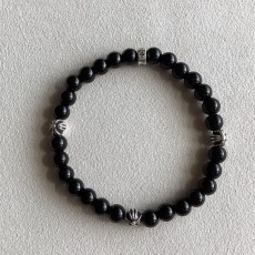 3볼 크로스 6mm 오닉스 밴딩팔찌