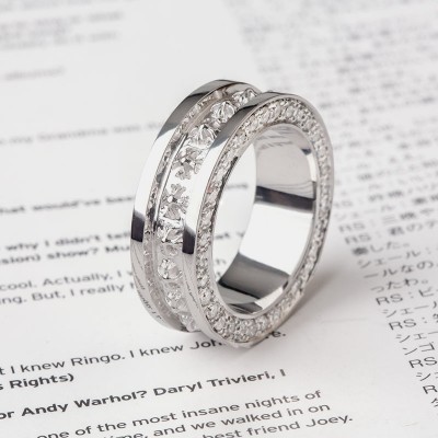 화이트골드 도금 큐빅세팅 미니 플러스링